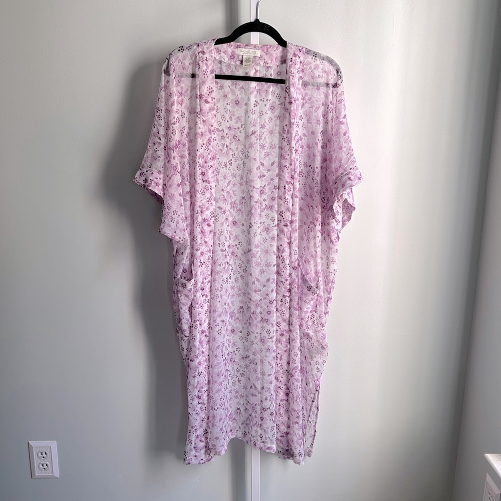 Rachel Zoe Purple Floral Kimono Duster